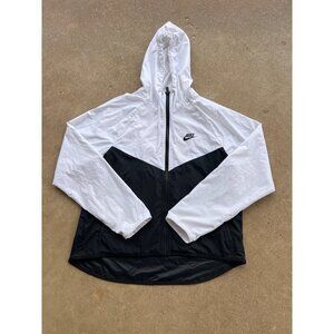 Nike Windrunner Hooded Jacket Black & White Full-Zip Lightweight Size S